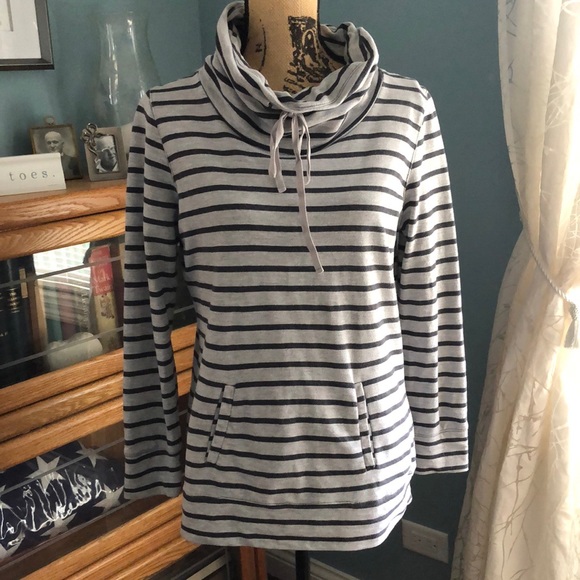 Allison Brittney Tops - Allison Brittney gray and black striped cowl neck pullover sweatshirt